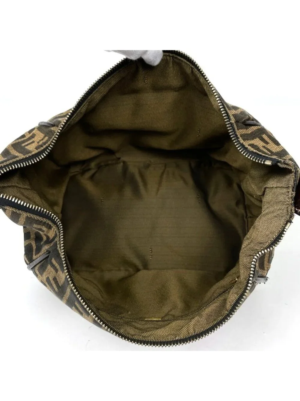 Fendi Handbag Zucca Pattern Vanity Bag Canvas Brown